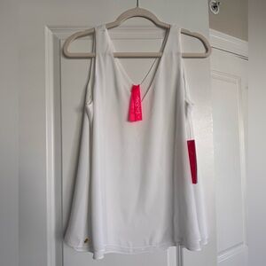 Lilly Pulitzer Florin Sleeveless V-Neck Tank Top Resort White Size Medium NWT